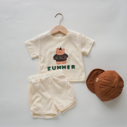 Summer Bear Waffle Two Pieces Set