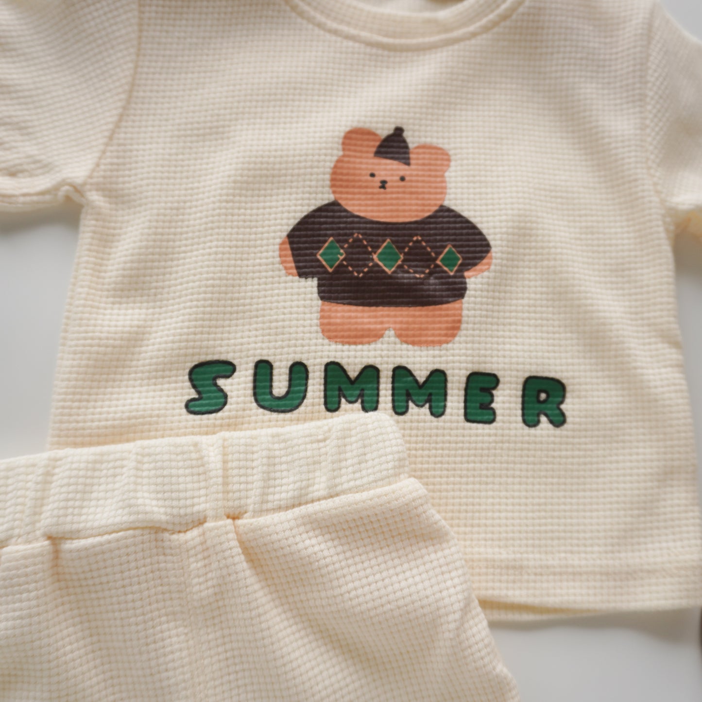 Summer Bear Waffle Two Pieces Set