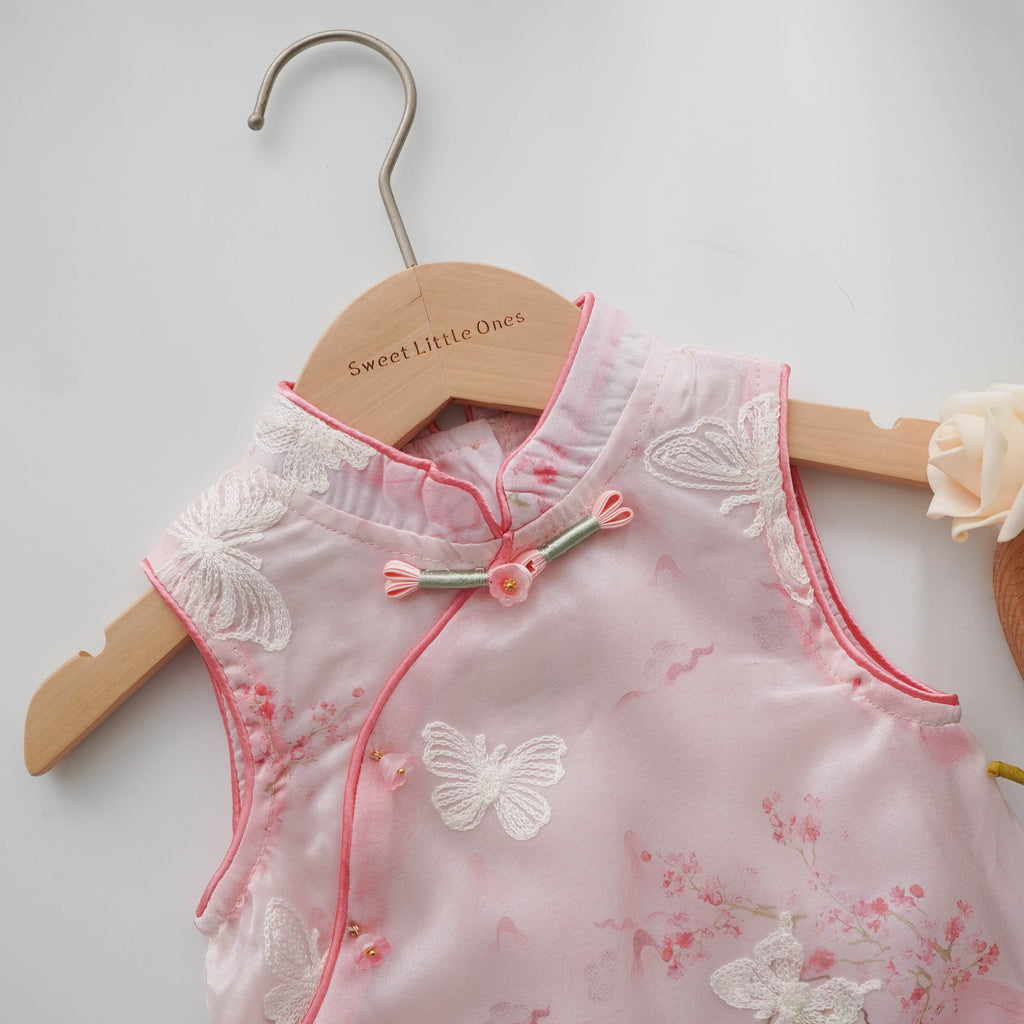 Silky Butterfly Cheongsam in Pink