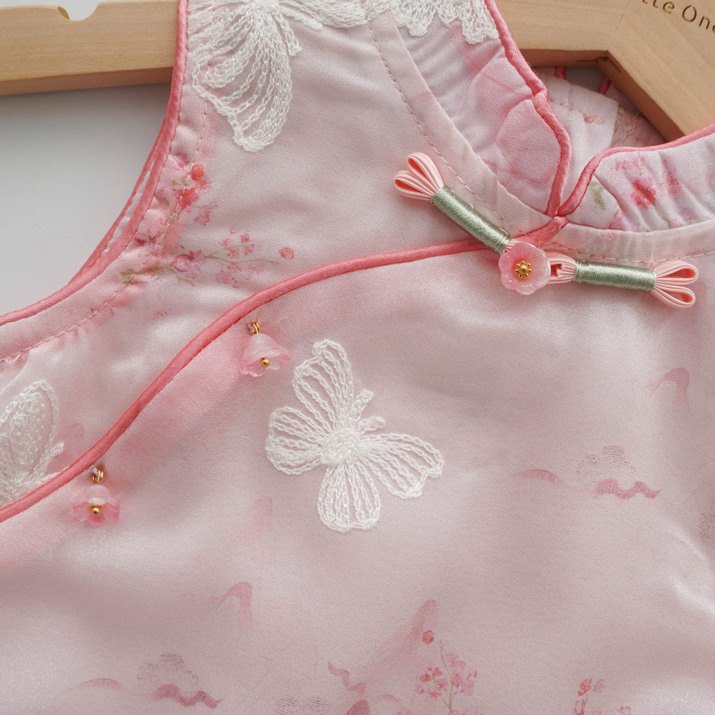 Silky Butterfly Cheongsam in Pink