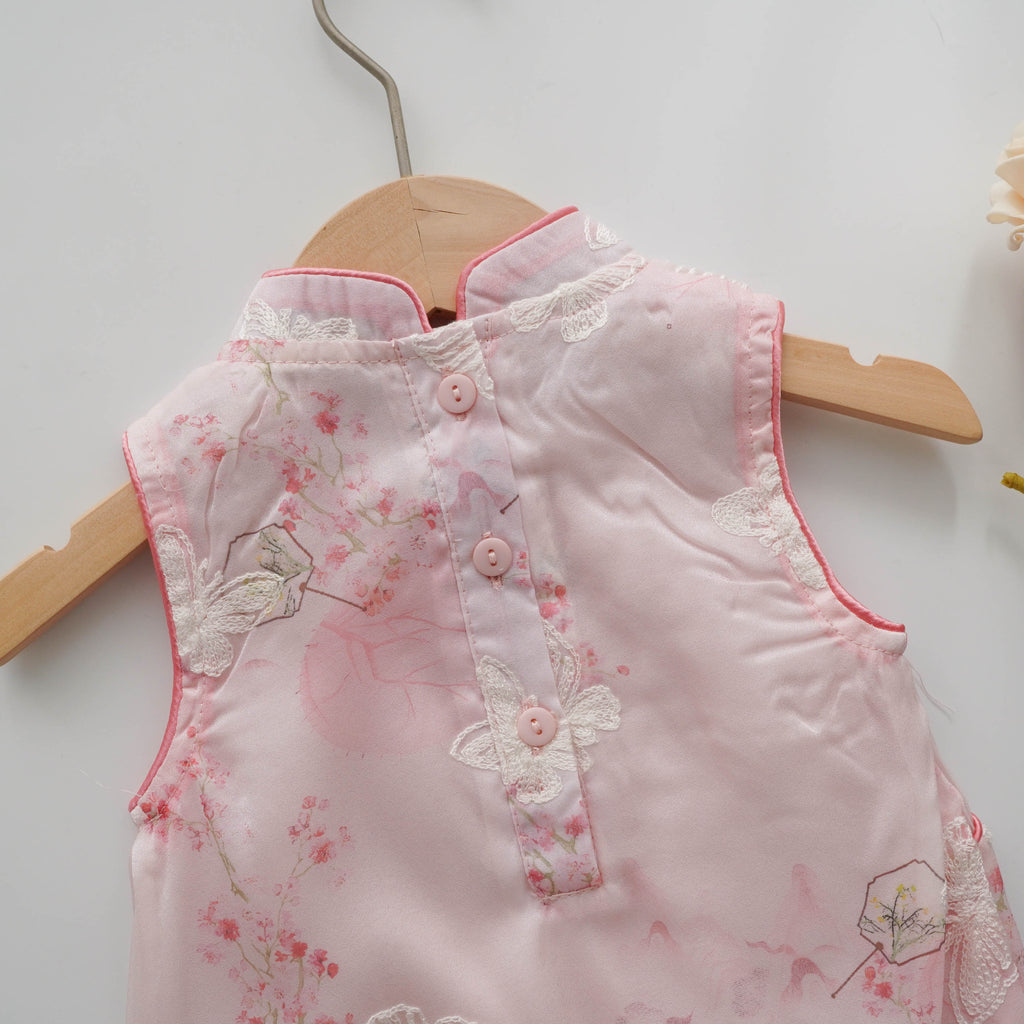 Silky Butterfly Cheongsam in Pink