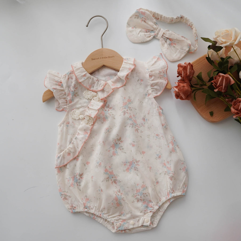 Floral Color Cheongsam with Hairband