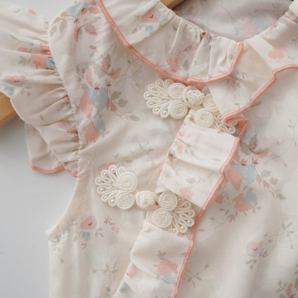 Floral Color Cheongsam with Hairband