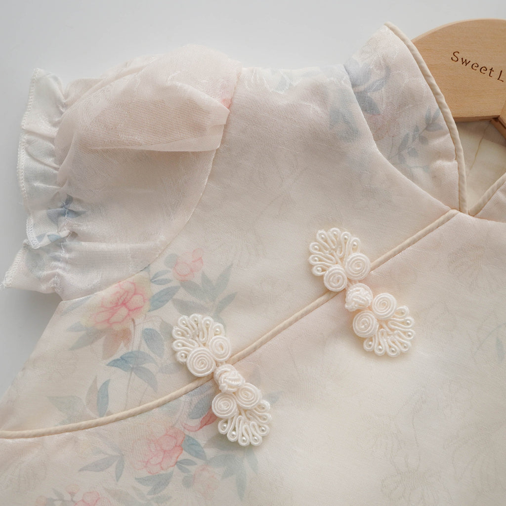 Puff Sleeves Chinese Romper