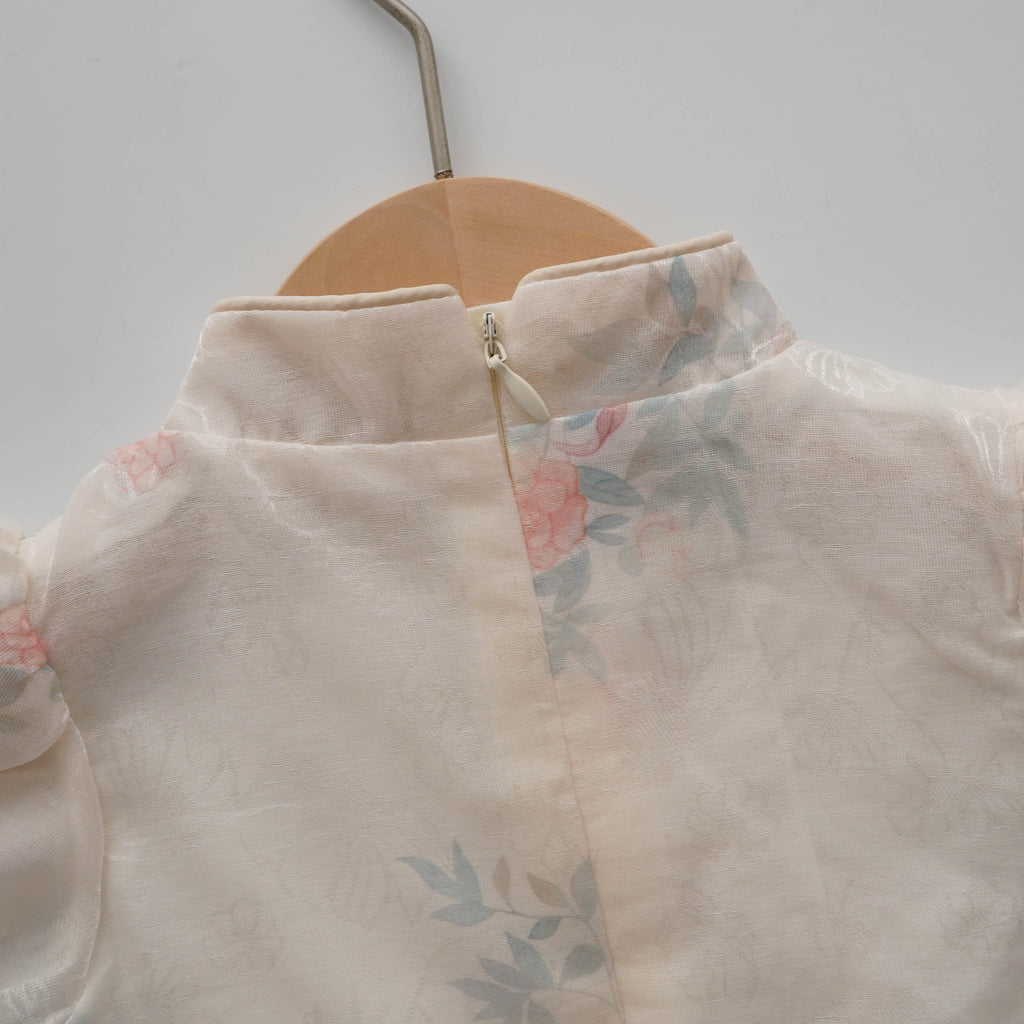Puff Sleeves Chinese Romper