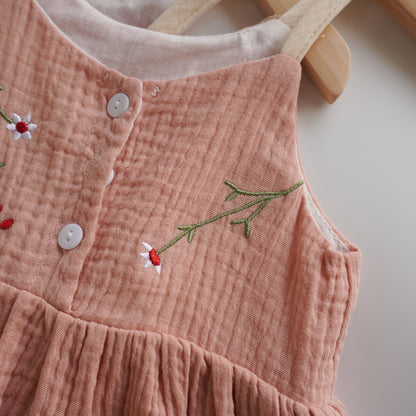 Embroidery Buttoned Romper