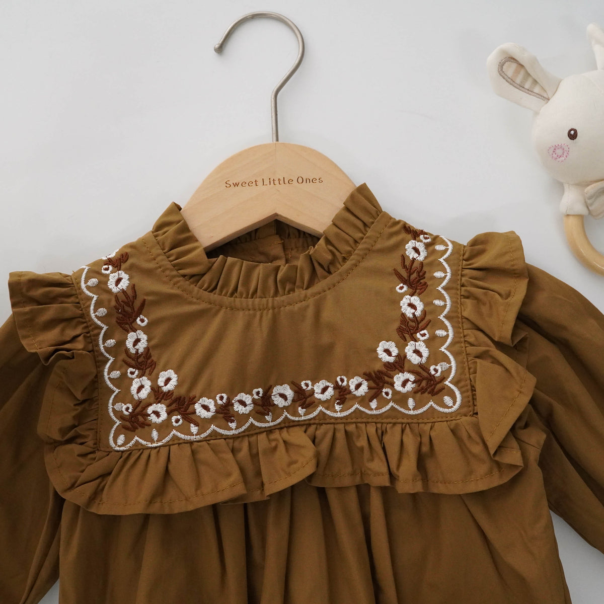 Vintage Brown Long Sleeves Romper