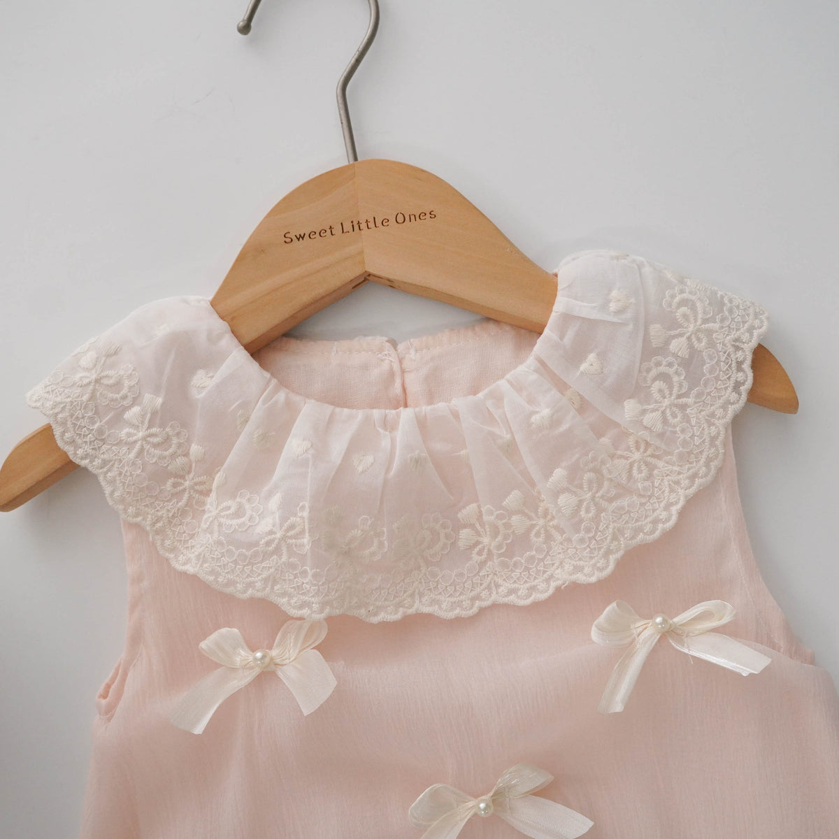 Ribbon Details Lacey Collar Romper