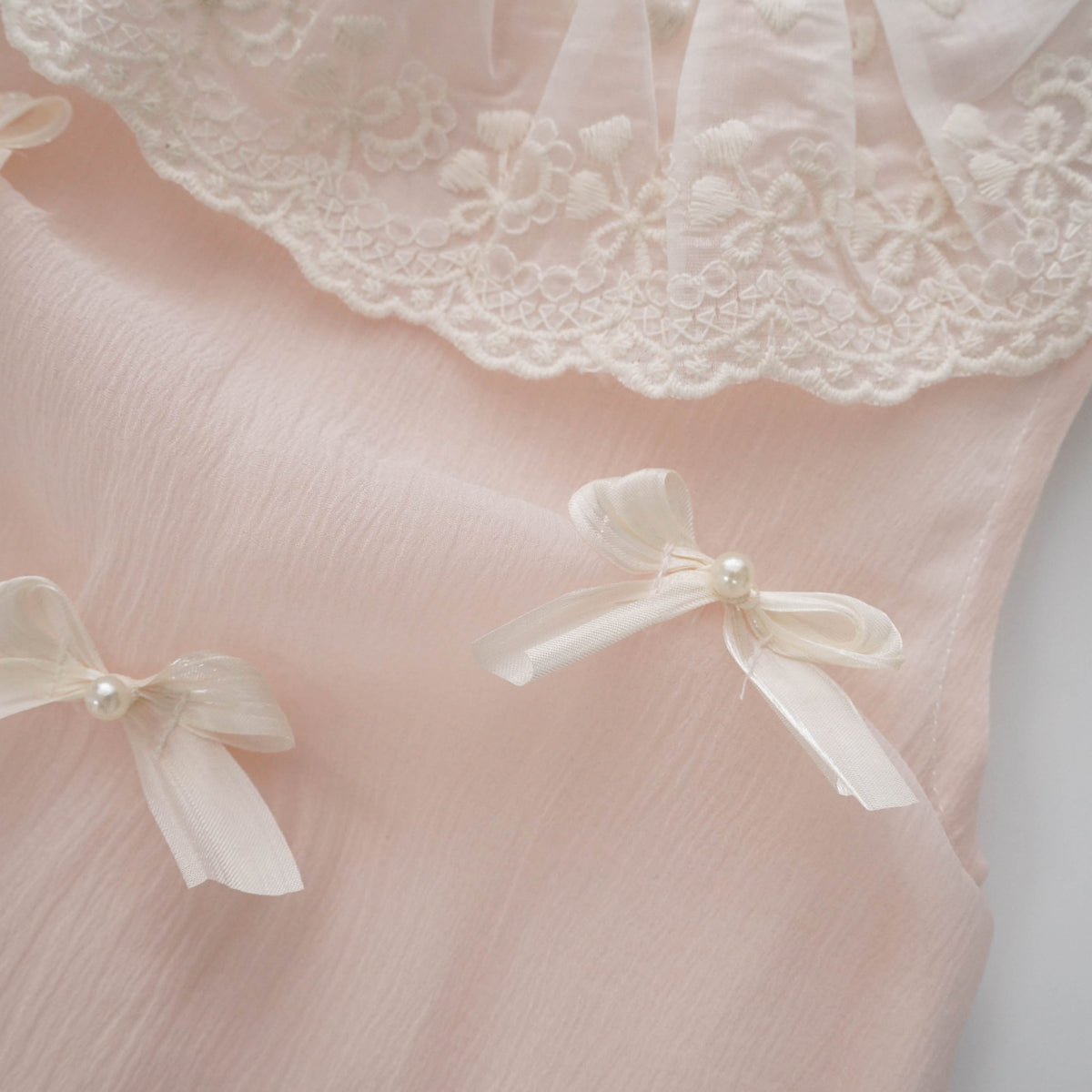 Ribbon Details Lacey Collar Romper