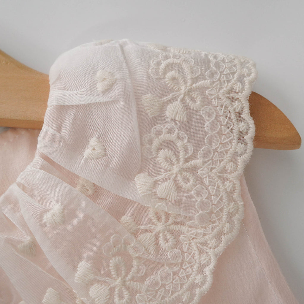 Ribbon Details Lacey Collar Romper