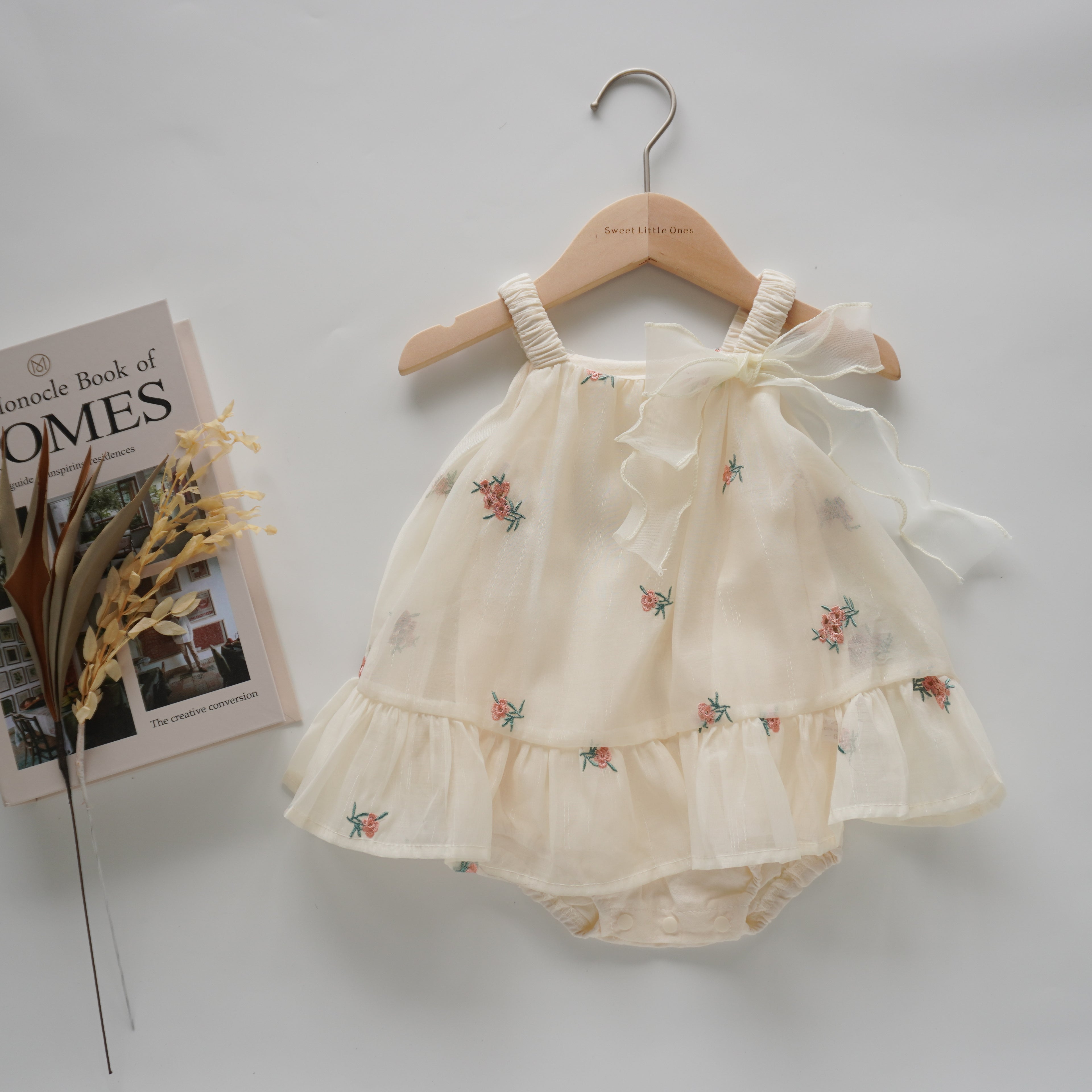 Floral Ribbon Girl Romper Dress