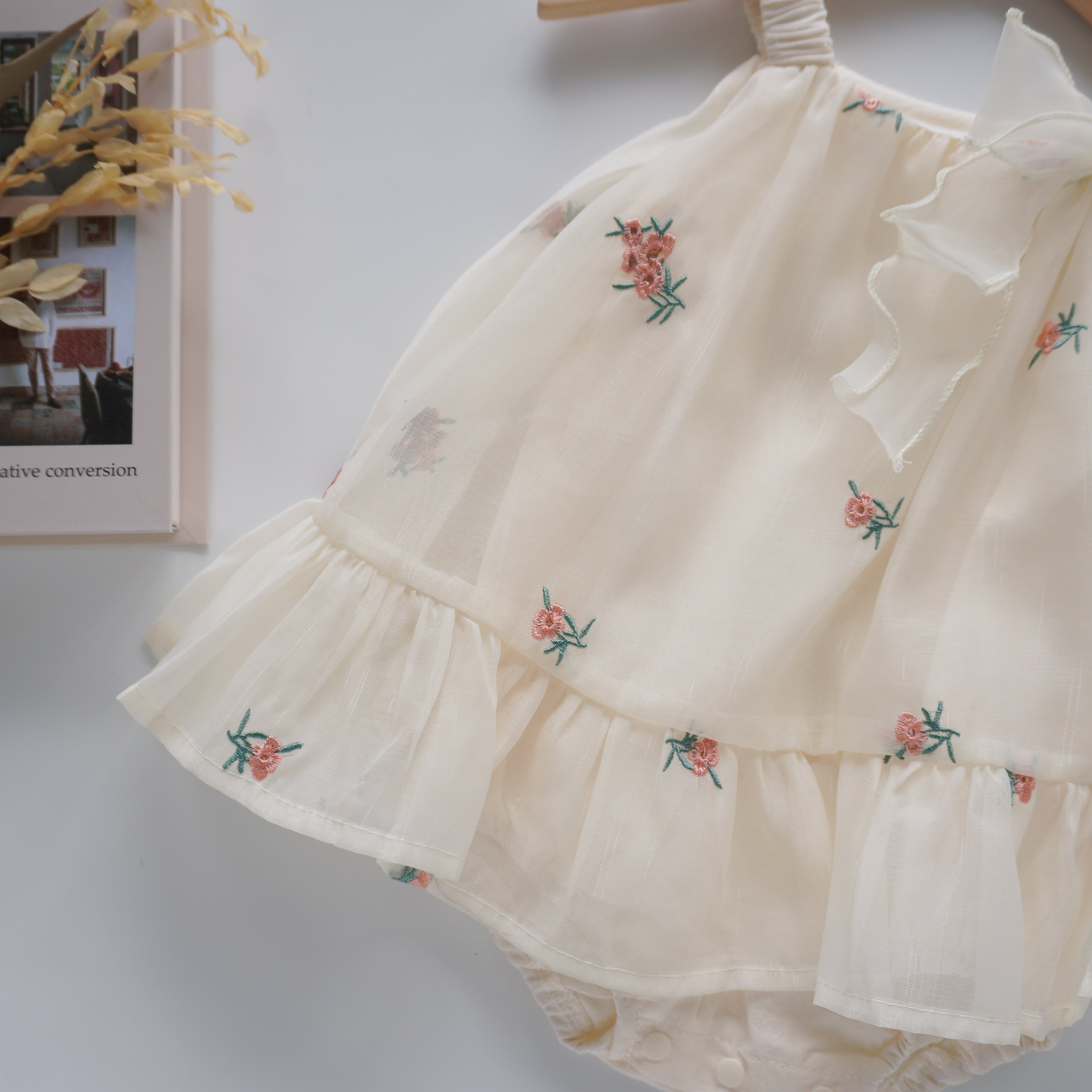 Floral Ribbon Girl Romper Dress