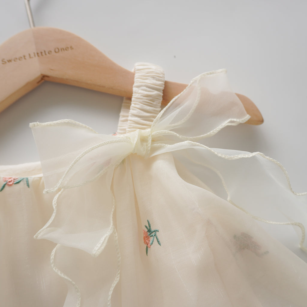 Floral Ribbon Girl Romper Dress