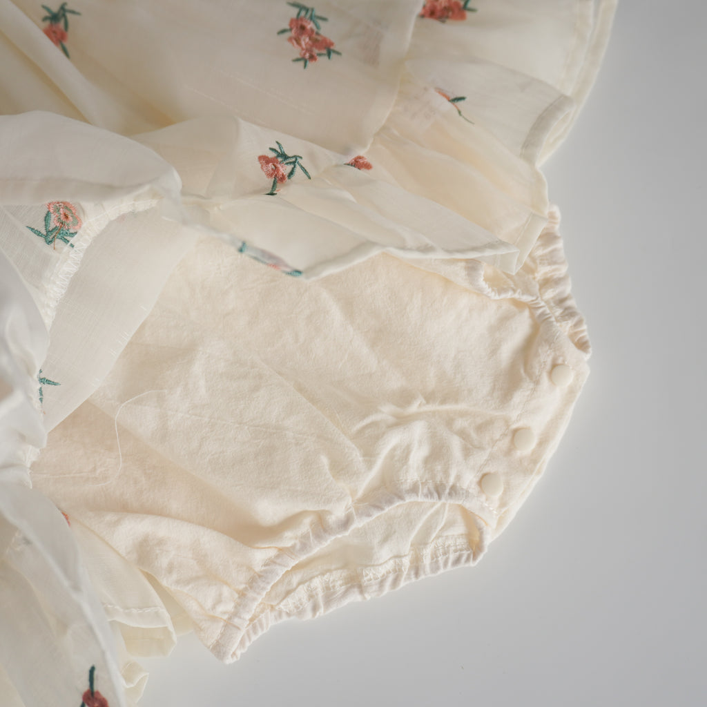 Floral Ribbon Girl Romper Dress