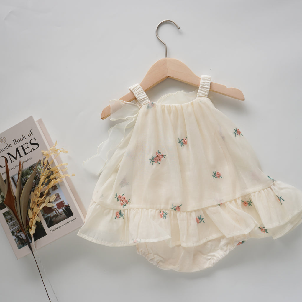 Floral Ribbon Girl Romper Dress