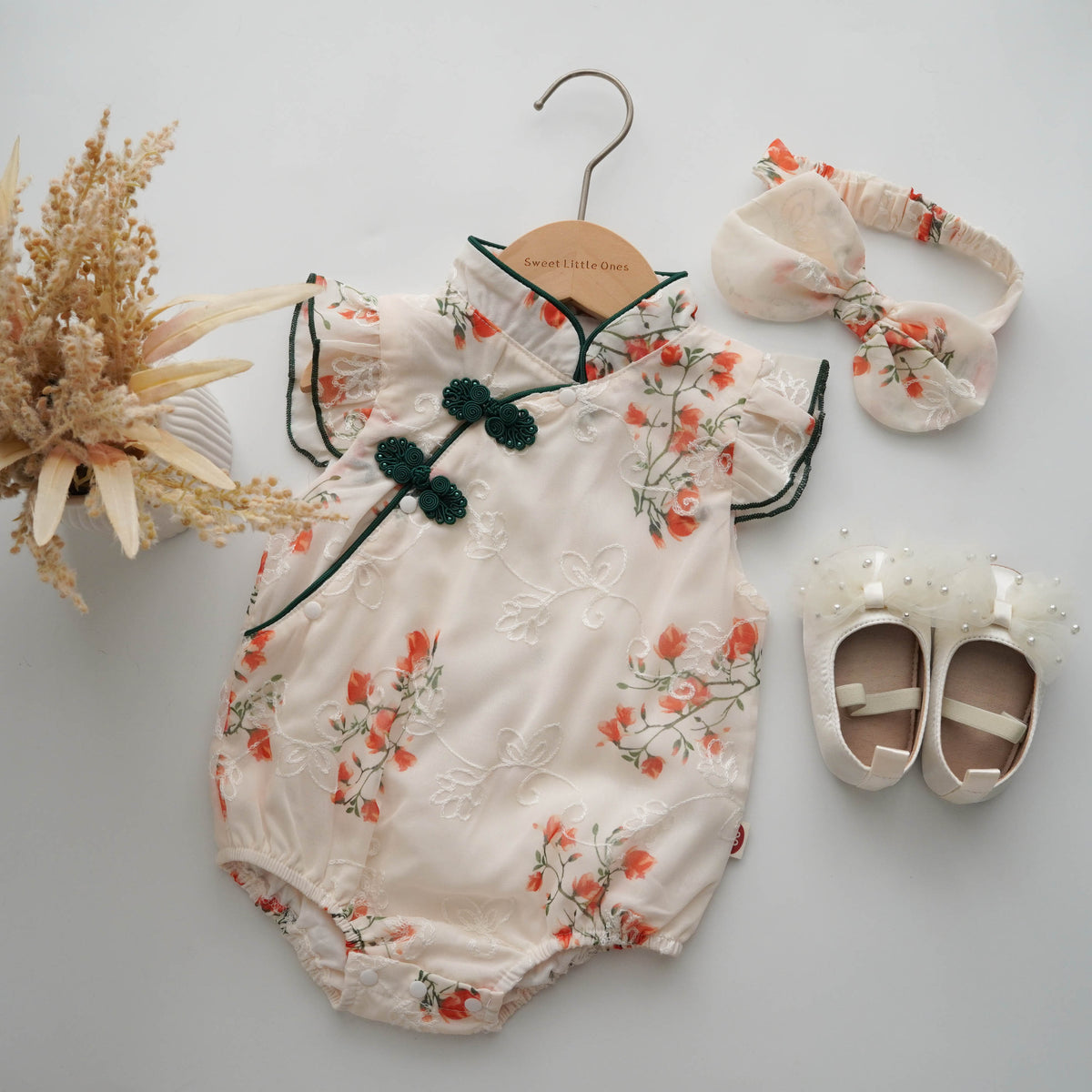 Chinese Ruffled Cheongsam with Hairband