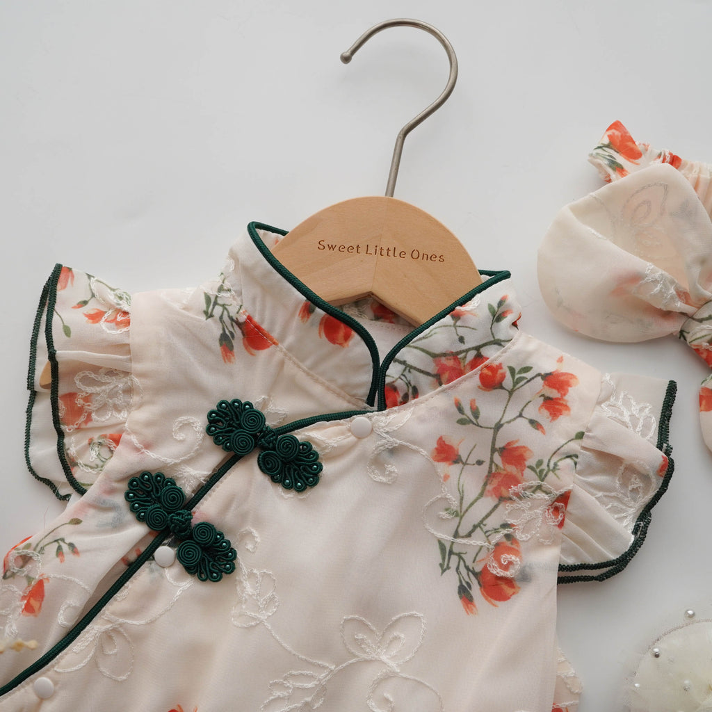 Chinese Ruffled Cheongsam with Hairband