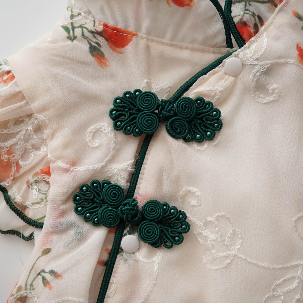 Chinese Ruffled Cheongsam with Hairband