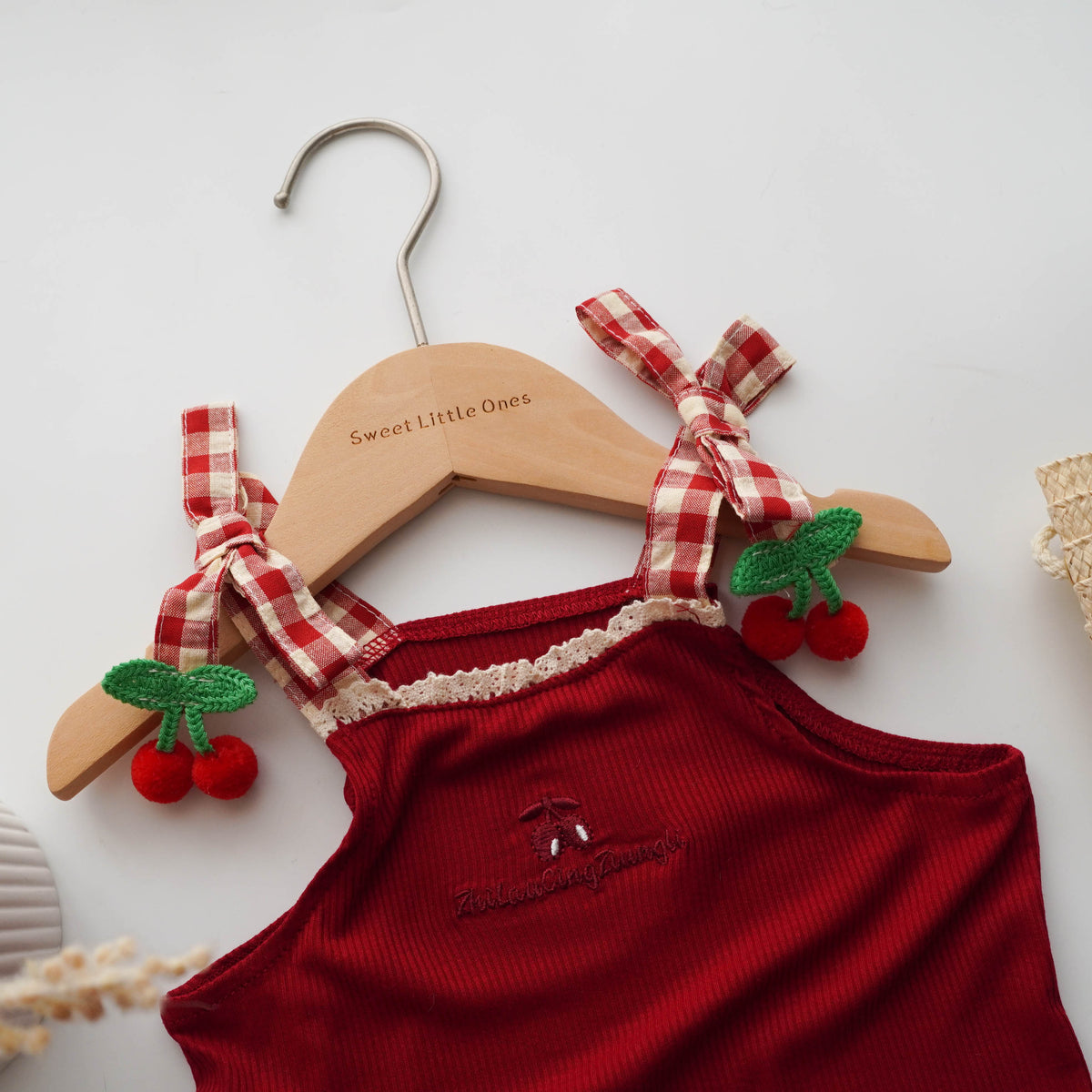 Cherry Checkered Two Pieces Set with Bag