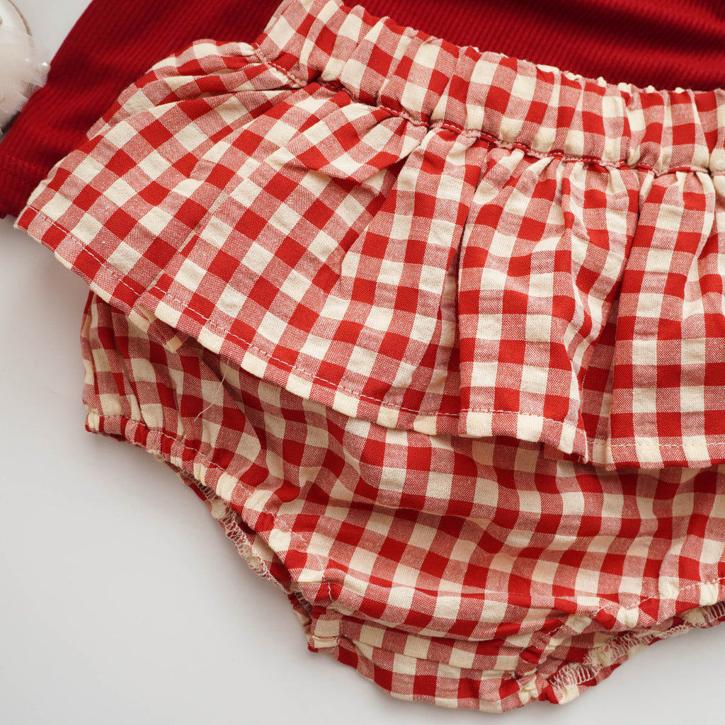 Cherry Checkered Two Pieces Set with Bag