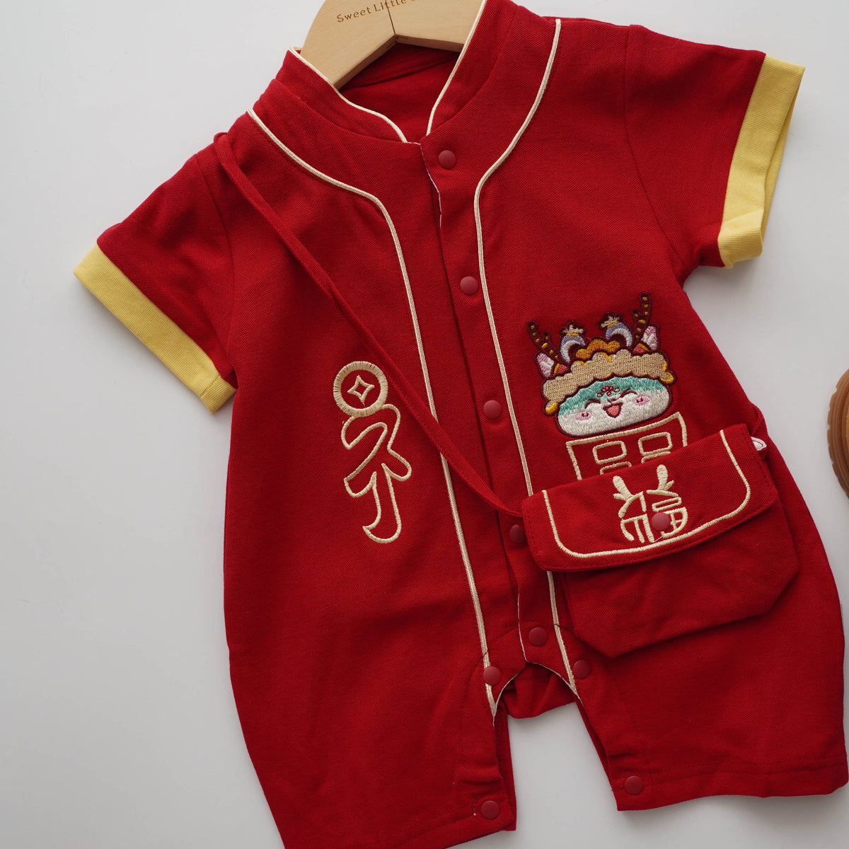 Fu Chinese Boy Romper with Bag