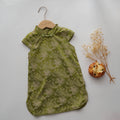 Vintage Green Printing Chinese Dress