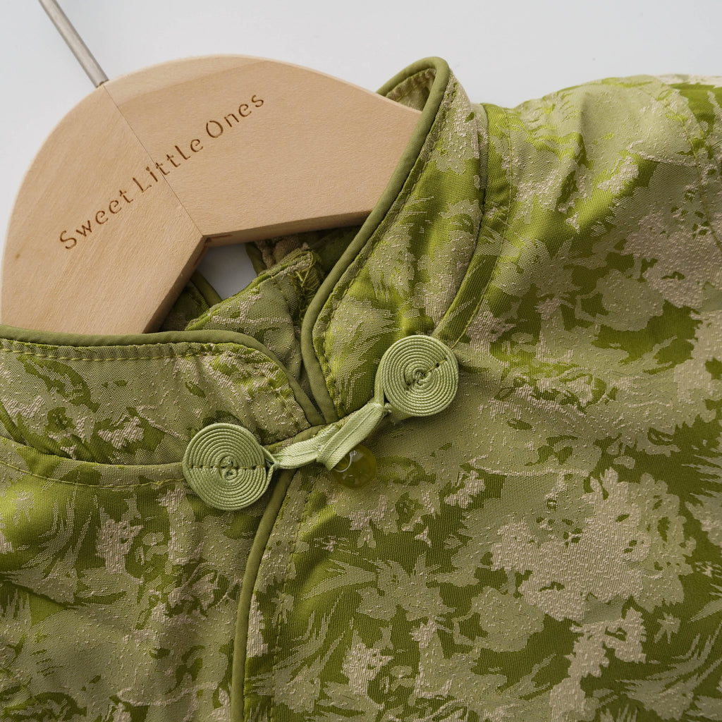 Vintage Green Printing Chinese Dress