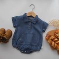 Buttoned Casual Denim Romper
