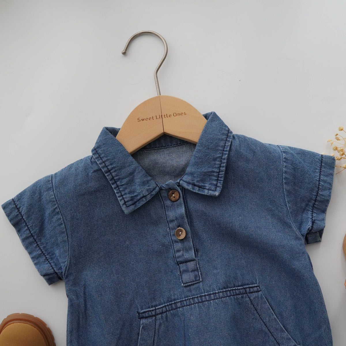 Buttoned Casual Denim Romper
