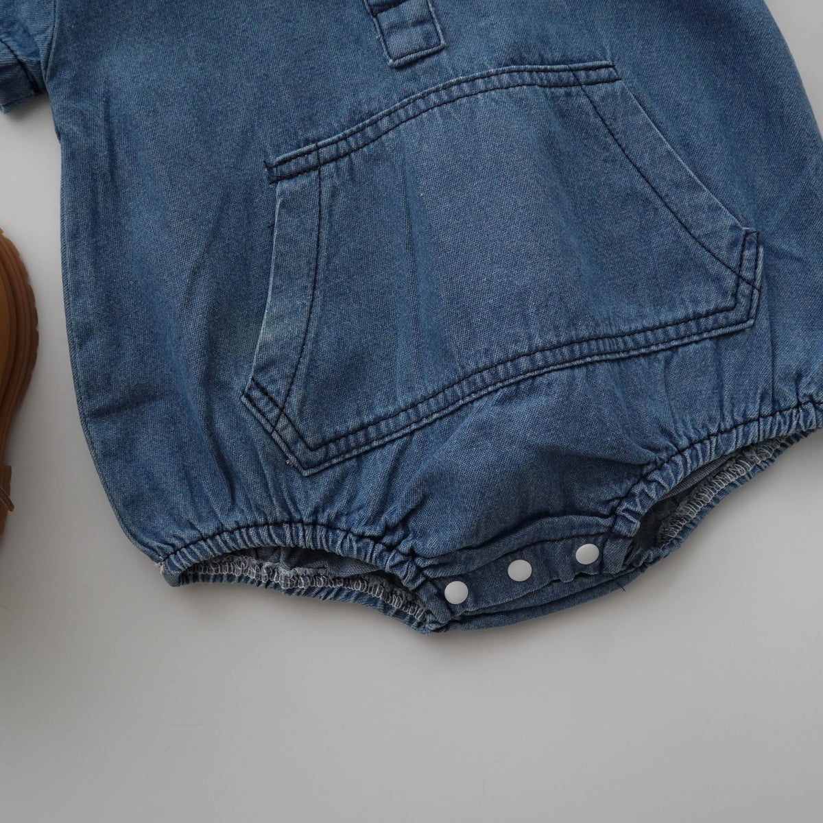 Buttoned Casual Denim Romper