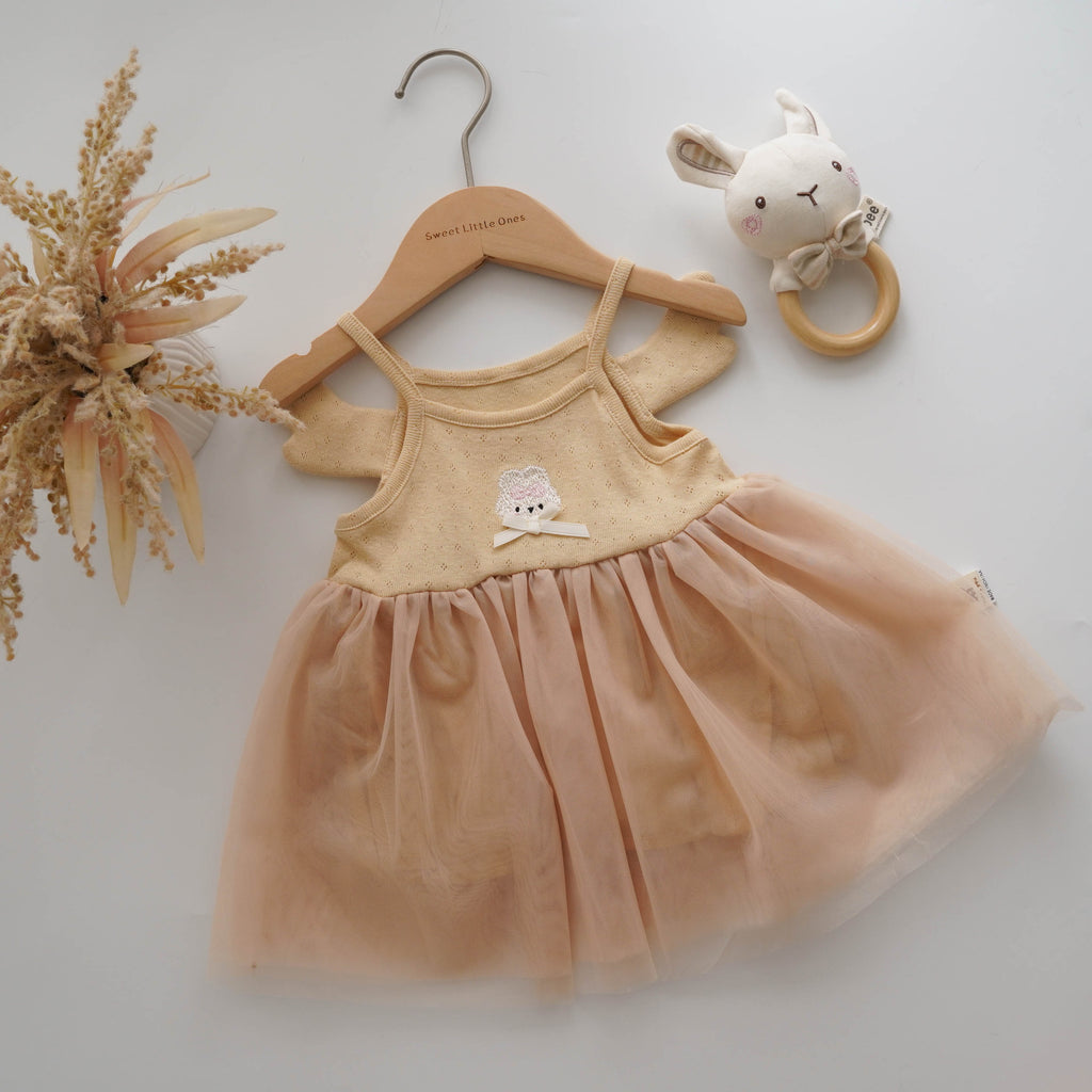 Embroidery Bunny Yellow Dress