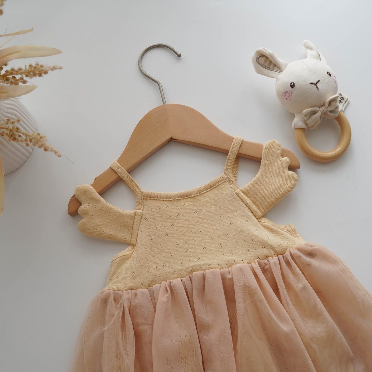 Embroidery Bunny Yellow Dress