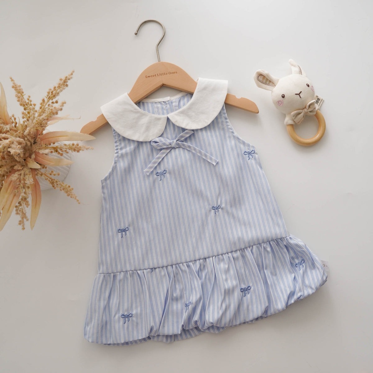 Ribbon Blue Line Mini Dress