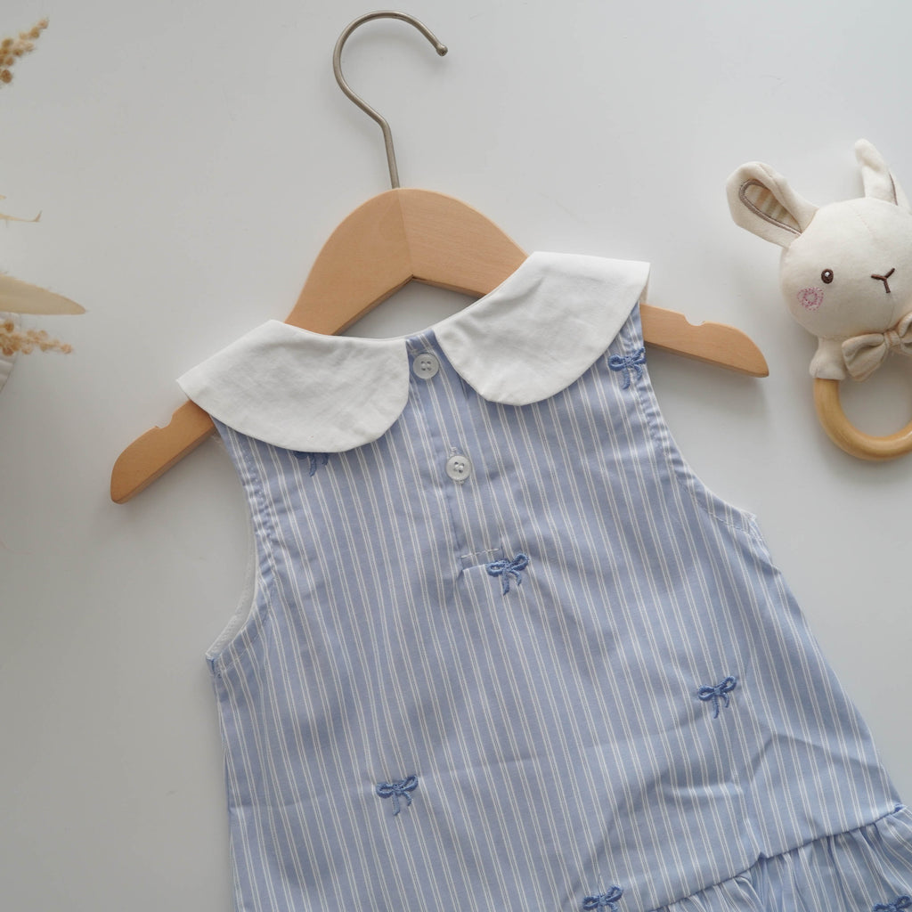 Ribbon Blue Line Mini Dress