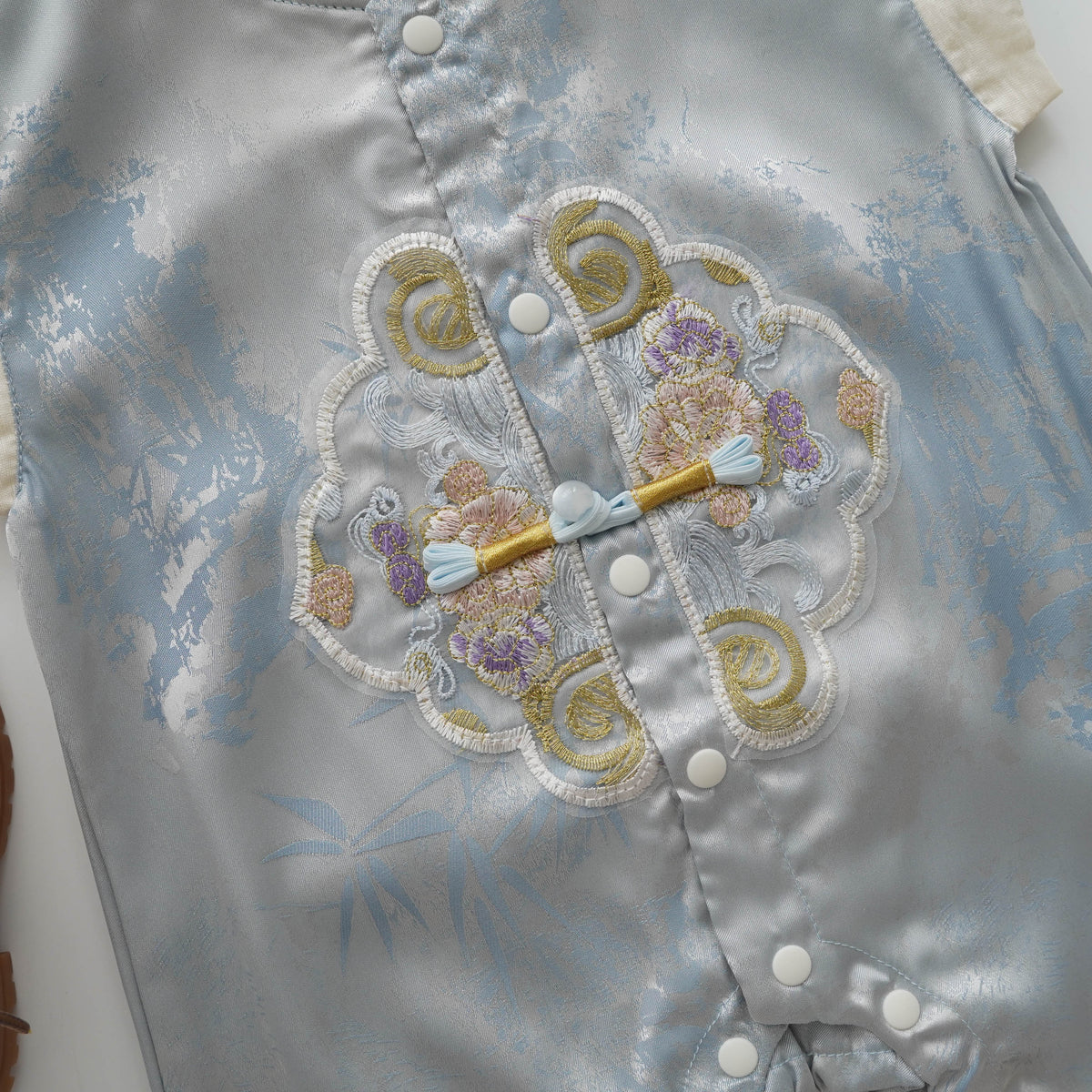 Sleeveless Baby Boy Blue Chinese Romper