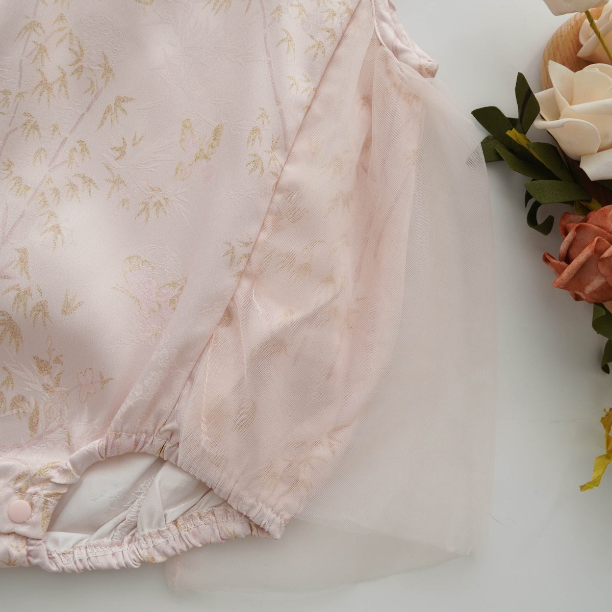 Bamboo Printing Pink Cheongsam