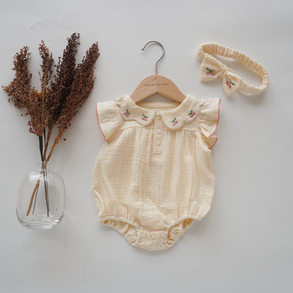 Cherry Cotton Romper with Hairband