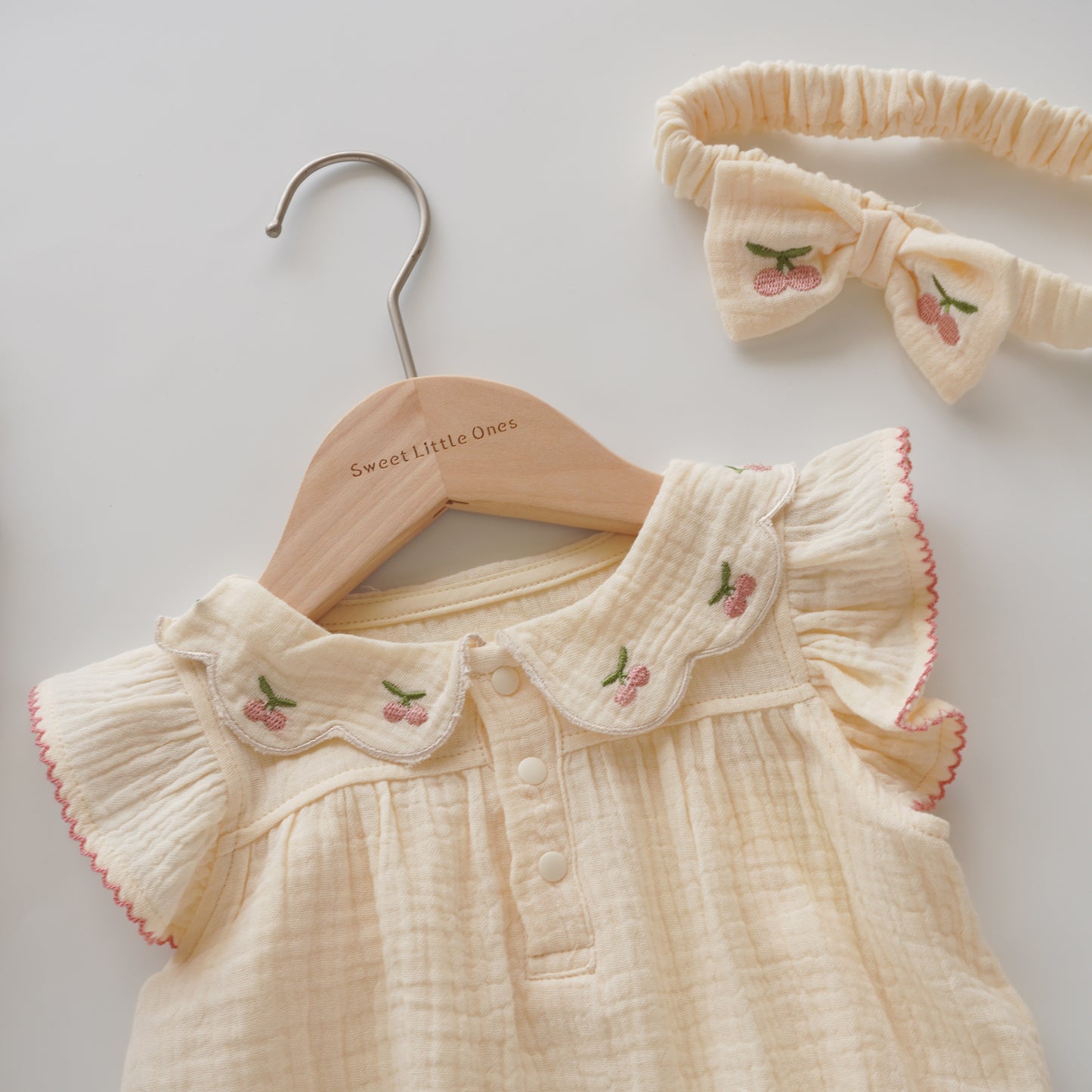 Cherry Cotton Romper with Hairband