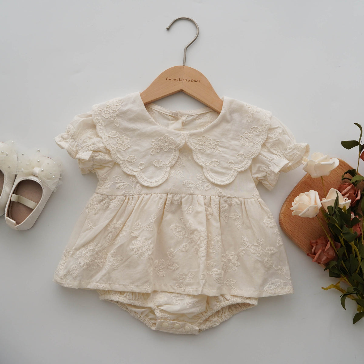 Casual Baby Girl Khaki Romper