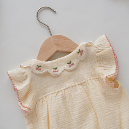 Cherry Cotton Romper with Hairband