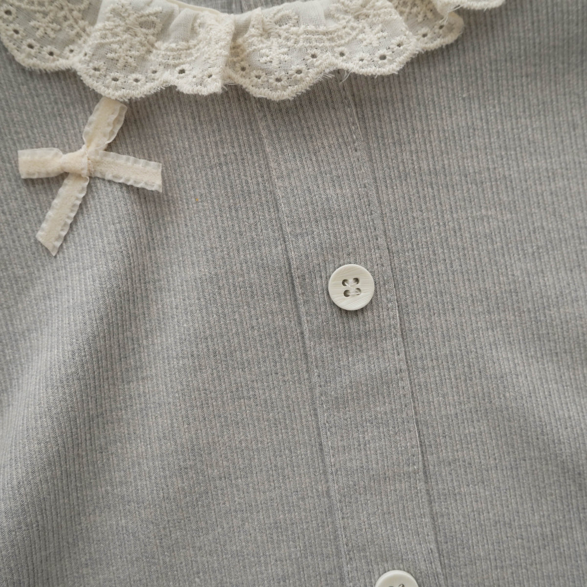 Girl Ribbon Buttoned Casual Set