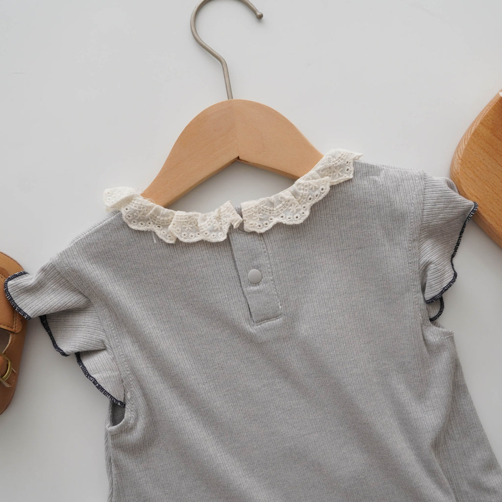Girl Ribbon Buttoned Casual Set