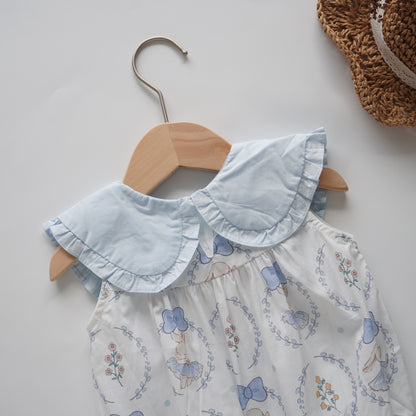 Sleeveless Ribbon & Bunny Romper