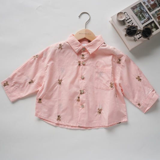 Bear Semi Casual Long Sleeves Shirt in Pink (Size 80)