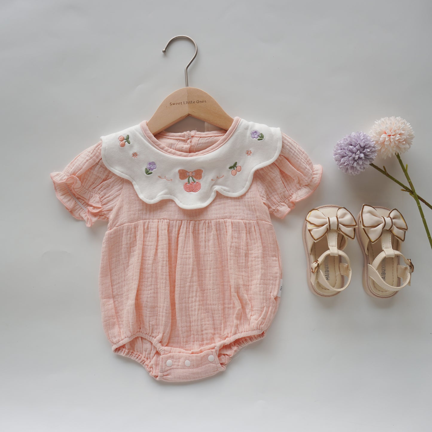 Cherry & Ribbons Cotton Romper