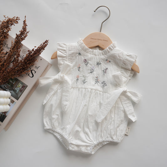 Casual Embroidery Flower Vintage Romper