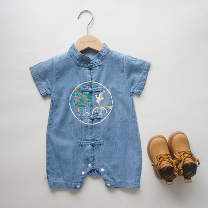 Denim Chinese Style Romper