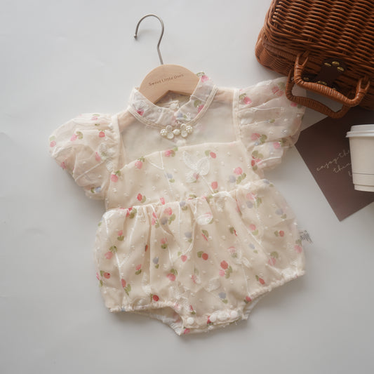 Tulip Mesh Chinese Sister Matching Romper