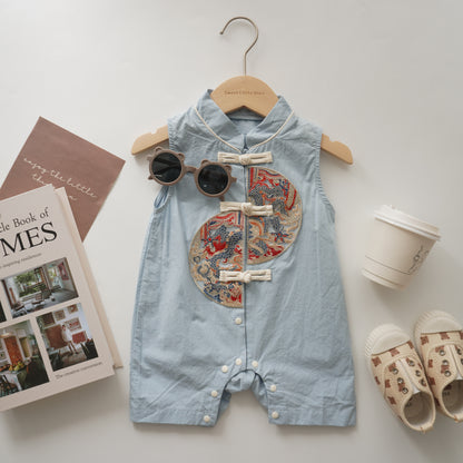 Baby Boy Chinese Style Romper in Blue