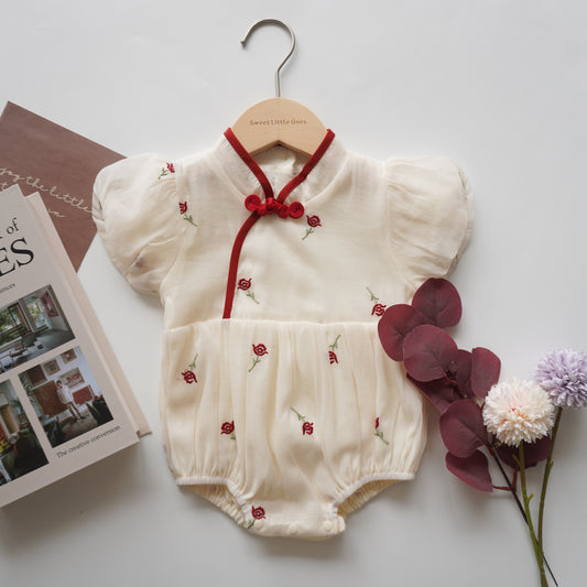 Sweet Rose Chinese Romper